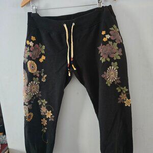 Lucky Brand Cropped Asian Sweatpants Flowers Size M